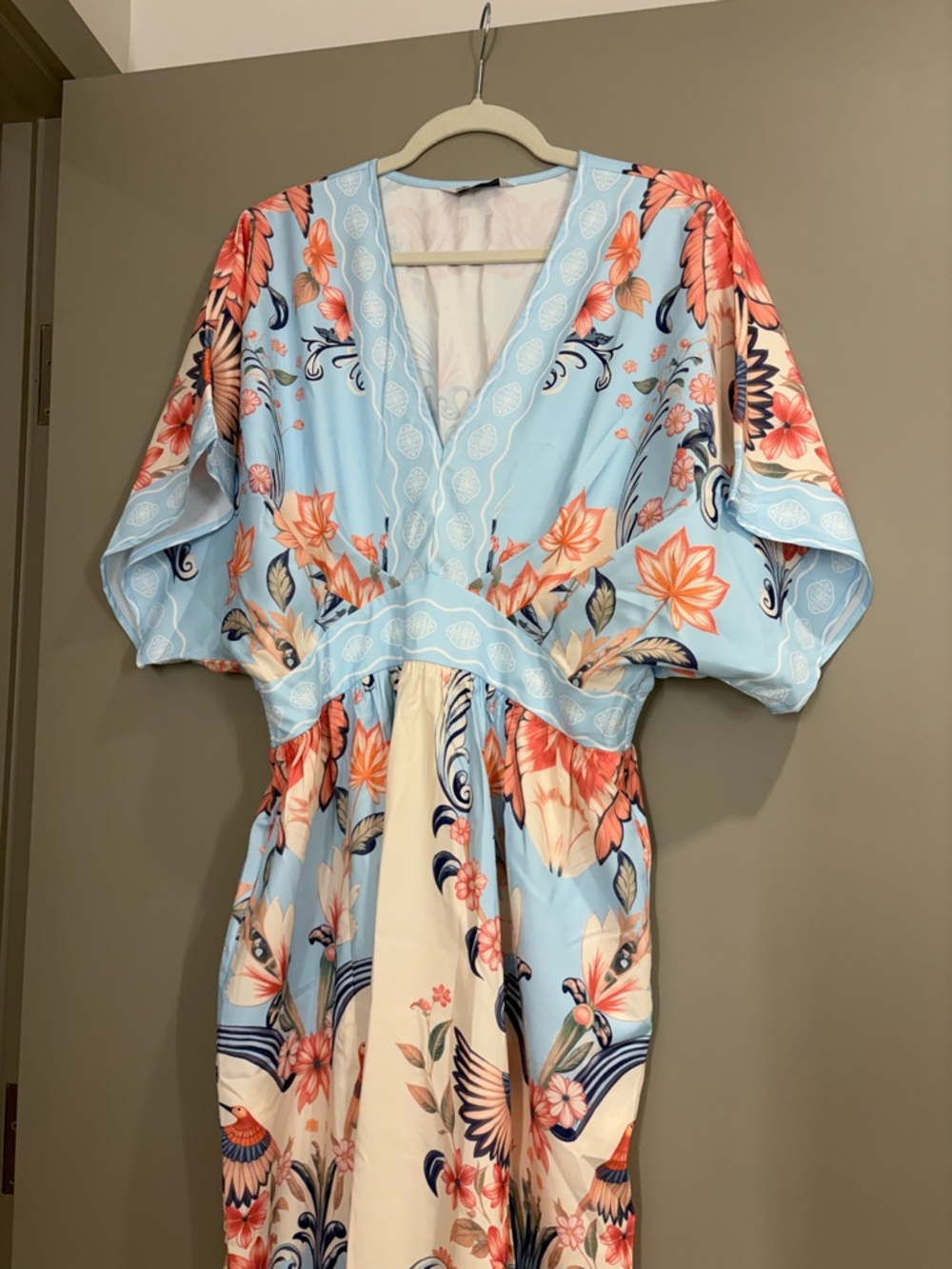 Cupshe Light Blue and Cream Floral Maxi Dress - Picture 3 of 16